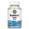 Supplement bottle labeled 'Magnesium 7 Complex' by KAL on a white background