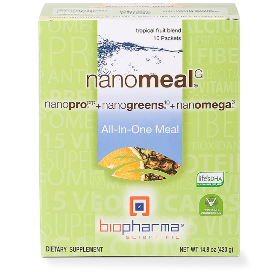 Box of nanomeal dietary supplement by Biopharma Scientific on a white background