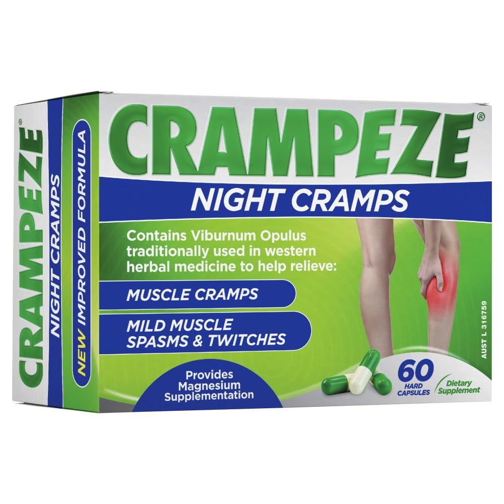 Crampeze Night Cramps Natural Relief of Muscle Cramps, Spasms & Tired Legs 60 Capsules CrampezeBuy Supplements Australia
