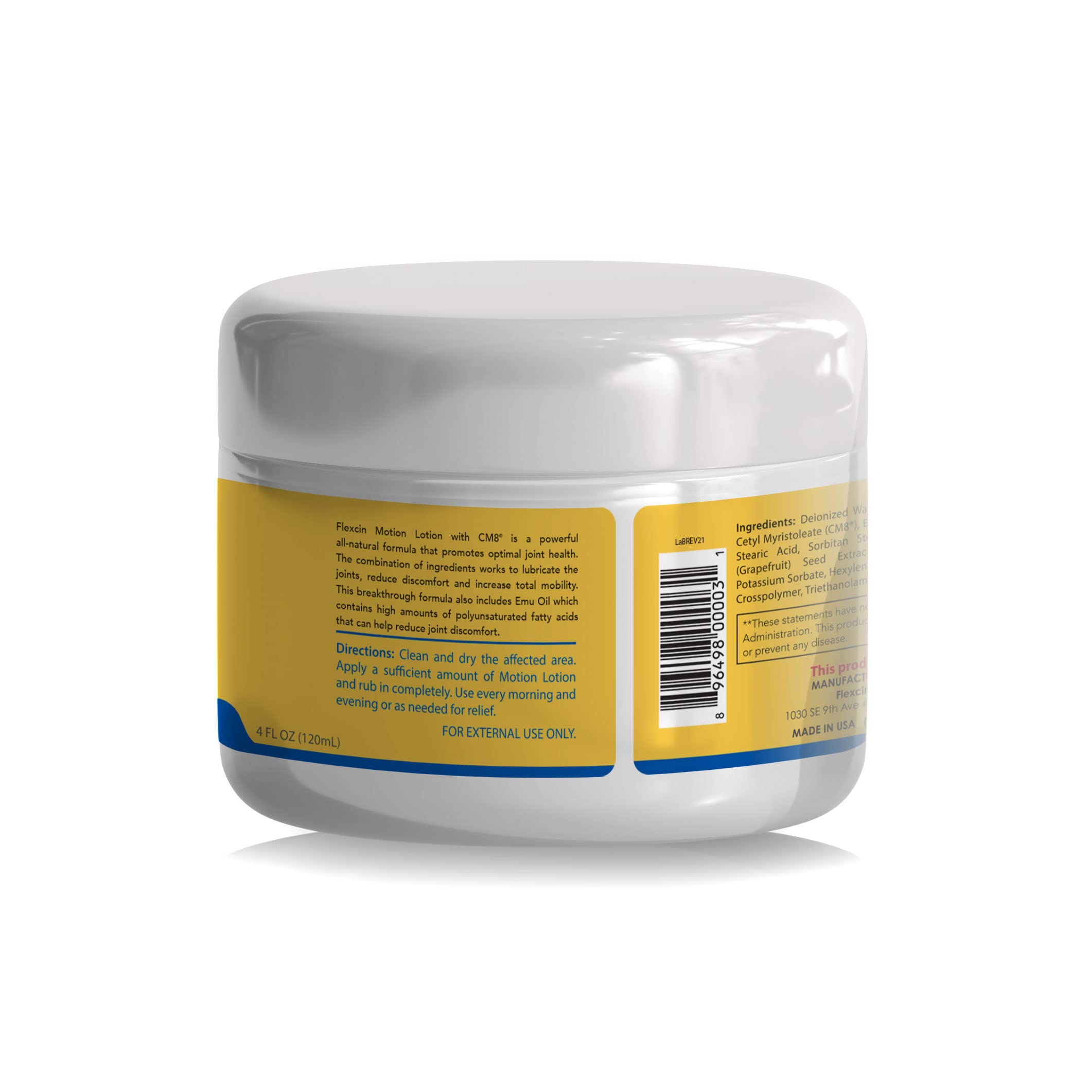 Flexcin Motion Lotion with CM8 - Joint & Muscle Therapy Cream for Back, Neck, Knee, Hand, Foot - Fast Absorbing with DMSO, Emu Oil, Aloe Vera - Non-Greasy 4oz Jar FlexcinBuy Supplements Australia