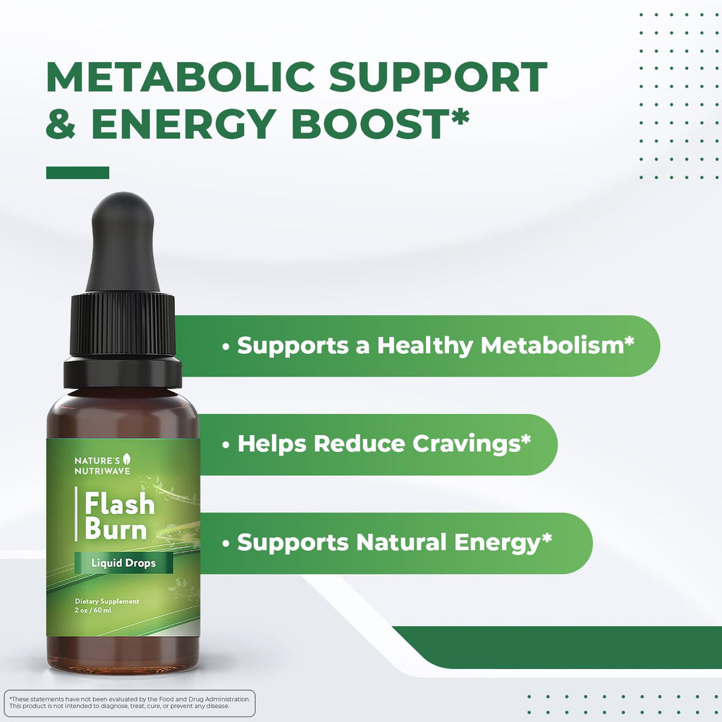 Flash Burn – Natural Plant-Based Liquid Supplement with Maca, Grape Seed, Green Tea & Ginseng – Made in USA, Non-GMO, Gluten-Free, Dairy-Free, Vegetarian - 2 Fl Oz (40 mL), 3 Month Supply Nature’s NutriWaveBuy Supplements Australia