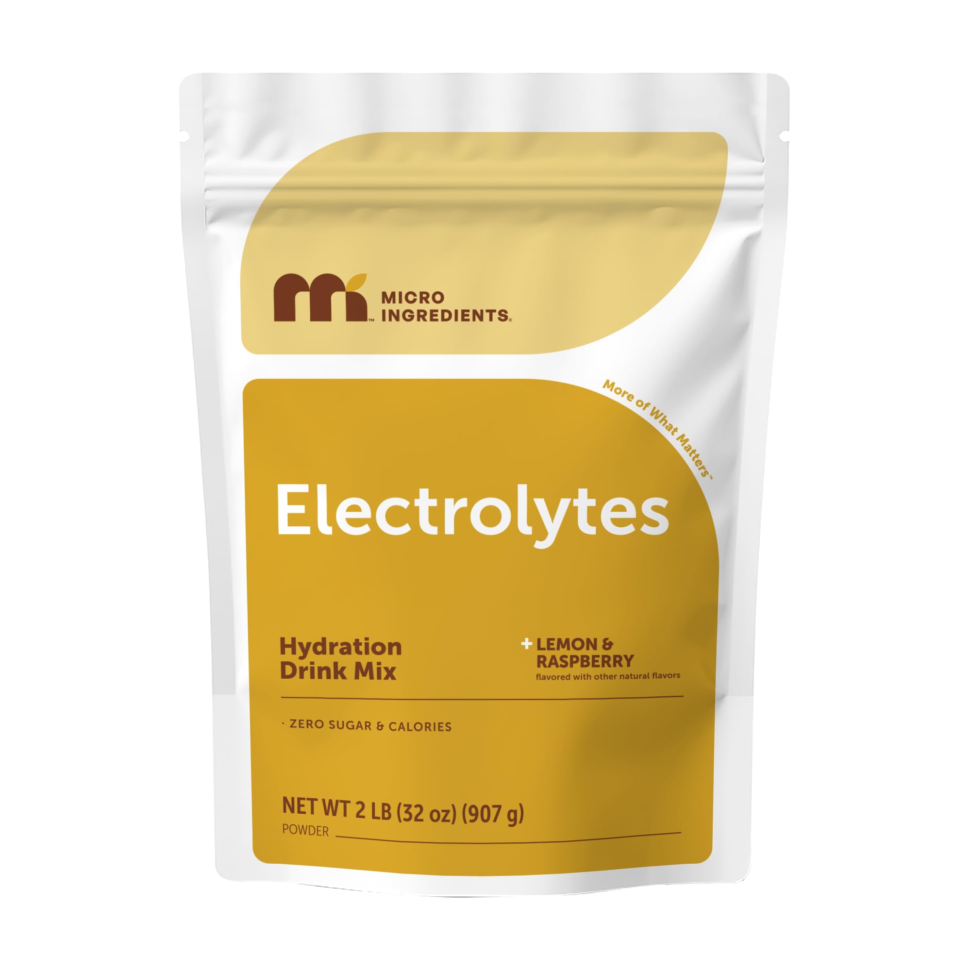 Micro Ingredients Electrolyte Powder, 2 lbs (139 Servings) | Lemon Raspberry Flavor | High Potassium (1,000mg) + Coconut Water & Real Lemon Juice