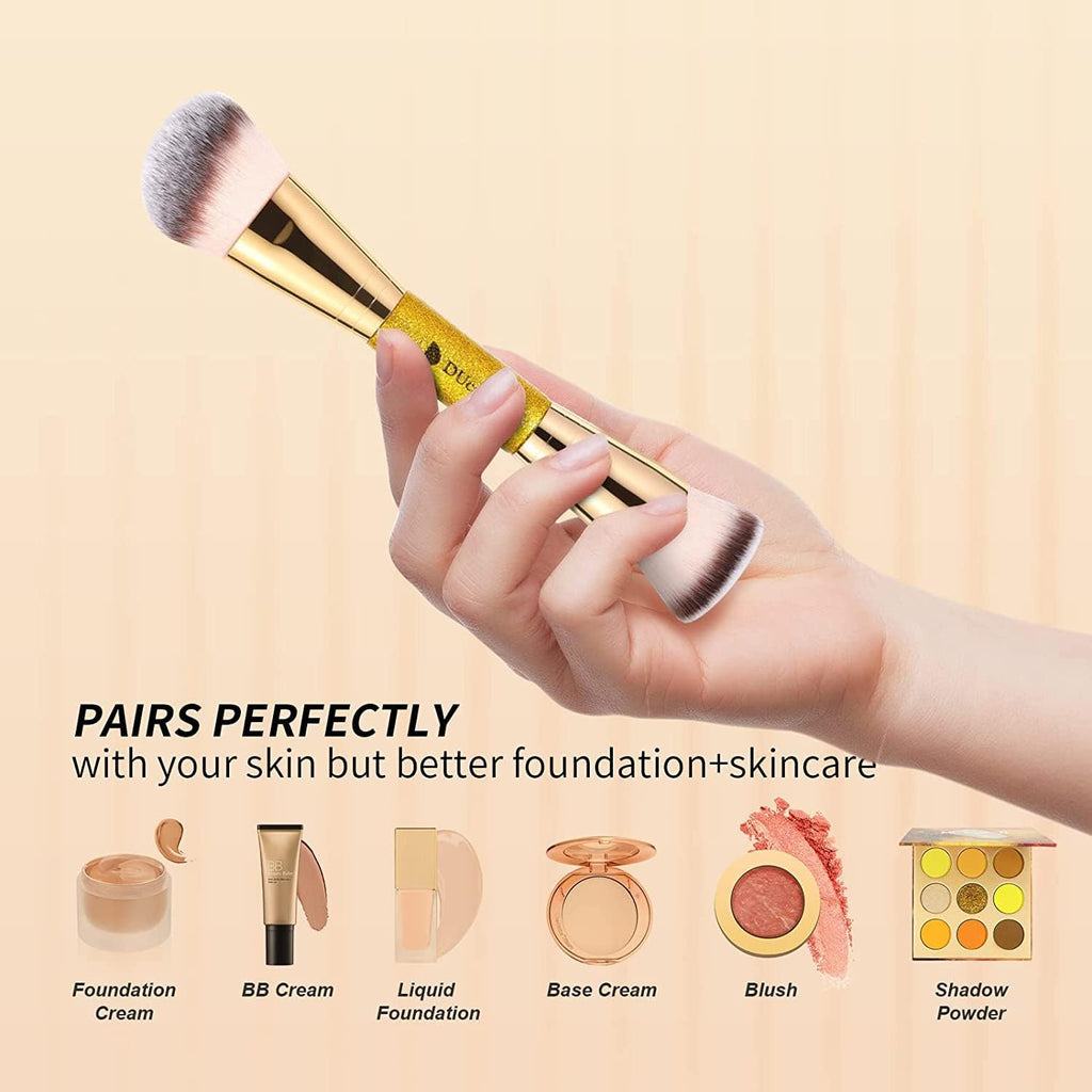 DUcare Dual End Foundation Contour Bronzer Brush, Gold Glitter Handle Double Ended Professional Face Makeup Tool for Liquid Cream Powder DUcareBuy Supplements Australia