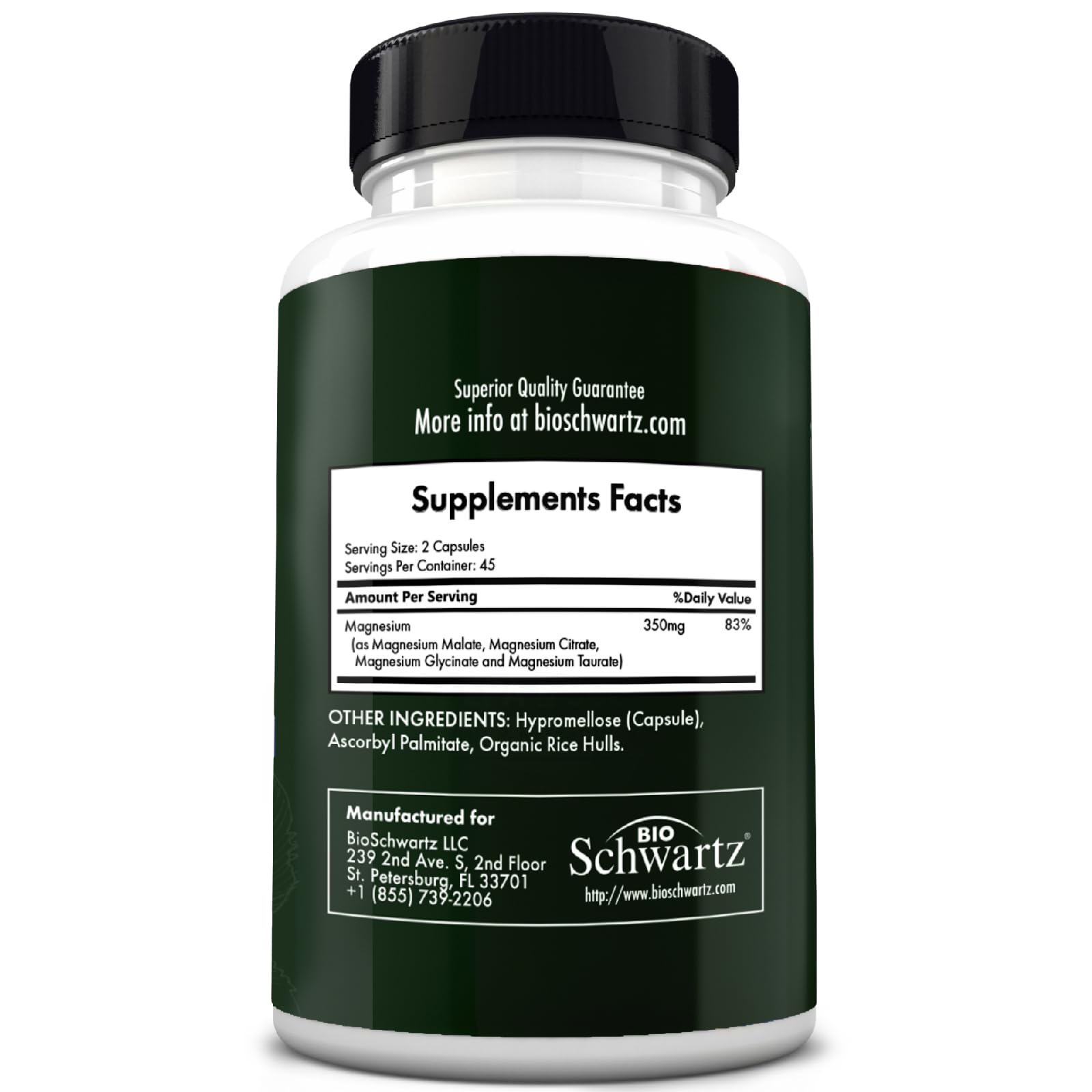 BioSchwartz Magnesium Complex Supplement (90 Capsules) 350mg Magnesium Glycinate Citrate Malate and Taurate Per Serving for Healthy Nerves Muscles Heart Sleep Support (Vegan, Gluten-Free, Non-GMO) BioSchwartz buy supplements Au