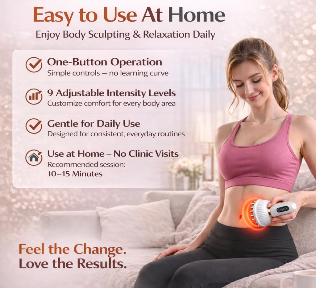 Lymphatic Drainage Massager for At-Home Body Care, Sculpting Massage Tool for Legs, Arms, Belly & Back, Helps Reduce Stretch Marks & Cellulite, Smooth Skin & Relax Muscles with Heat, Vibration & Light Nexa Haven buy supplements Au