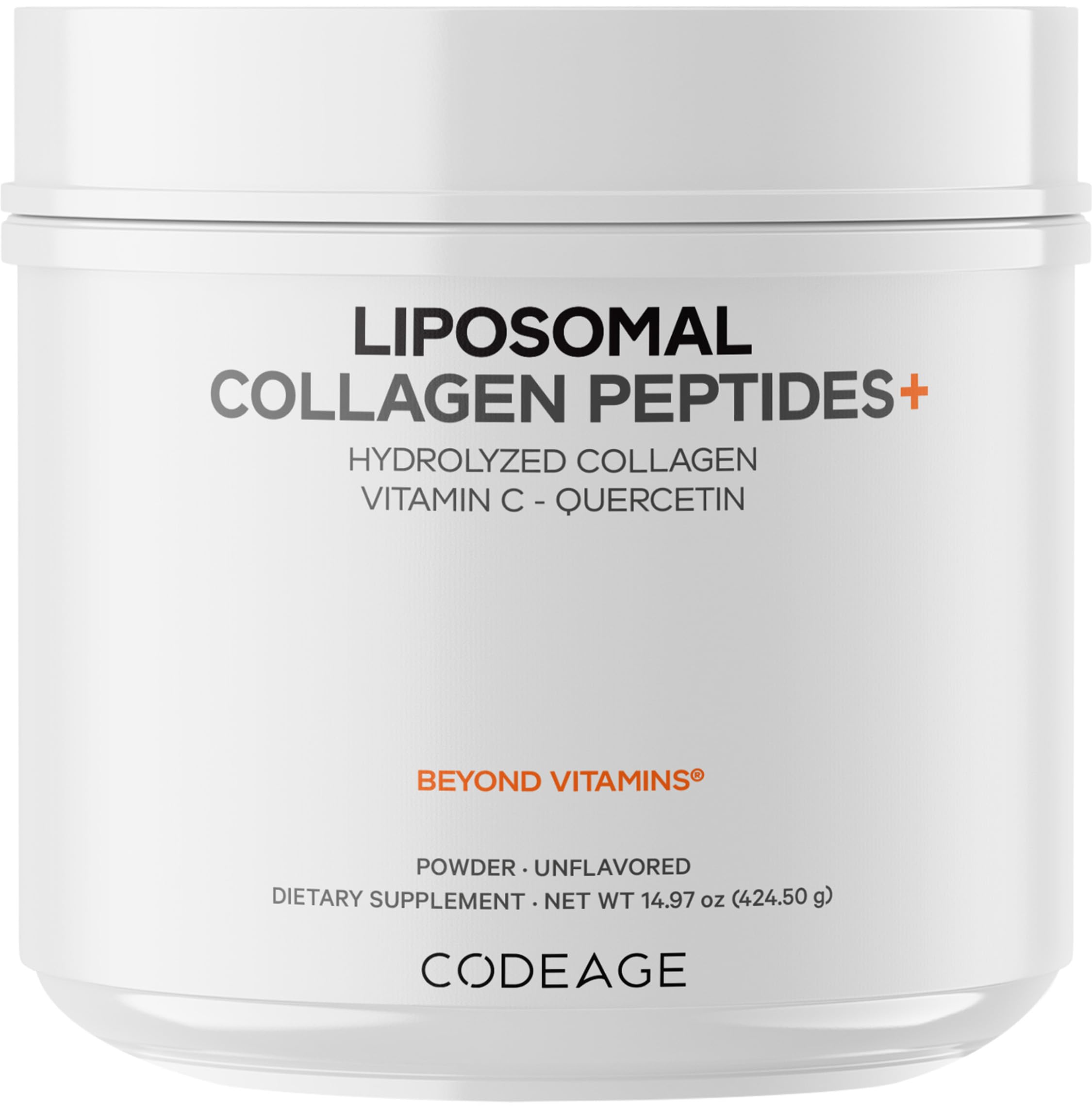 Codeage Liposomal Collagen Peptides Powder + Vitamin C & Quercetin, Phospholipid Complex, Grass-Fed Pasture-Raised Hydrolyzed Collagen Type I & III Supplement All-in-One, Non-GMO, 14.97 oz CodeageBuy Supplements Australia