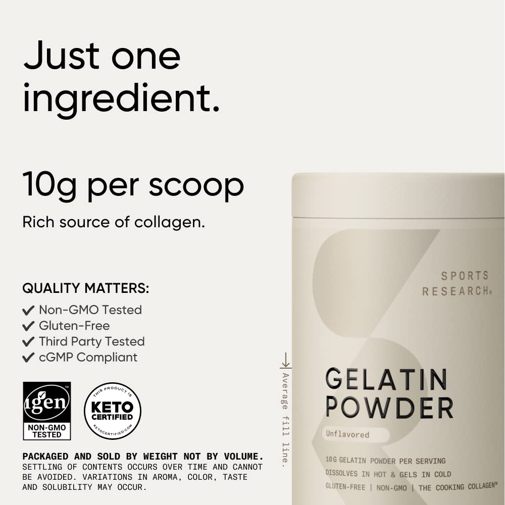 Sports Research Gelatin Collagen Cooking Powder - Sourced from Pasture Raised Cows | Great for Cooking and Baking - Certified Keto Friendly and Non-GMO Sports Research buy supplements Au
