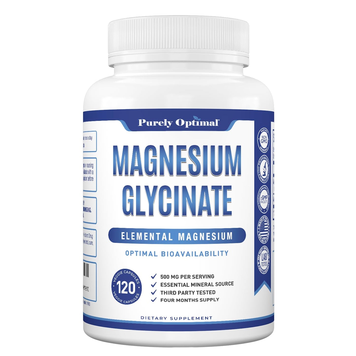 Purely Optimal Magnesium Glycinate 500mg – Sleep Support & Stress Relief – Gentle, High Absorption Magnesium Supplement for Muscle Relaxation, Calm & Nerve Support – 120 Capsules Purely OptimalBuy Supplements Australia