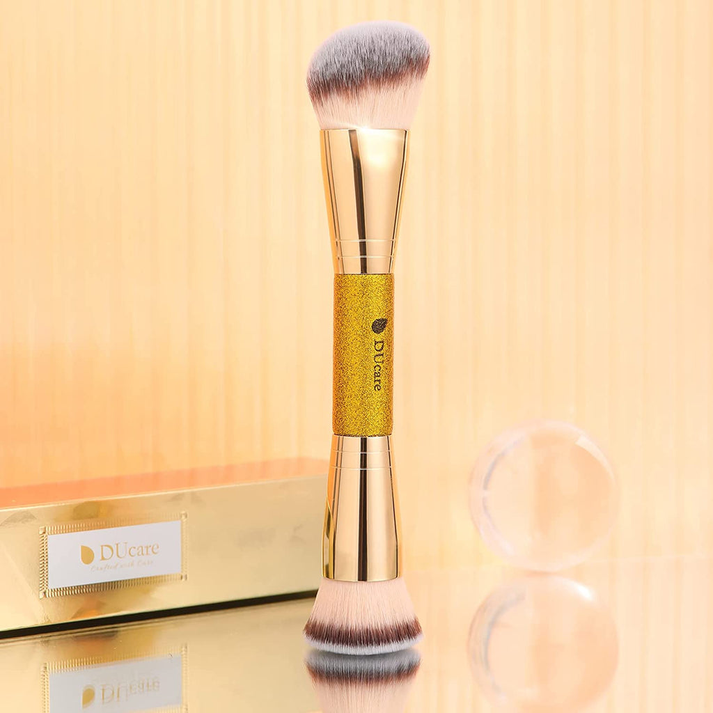 DUcare Dual End Foundation Contour Bronzer Brush, Gold Glitter Handle Double Ended Professional Face Makeup Tool for Liquid Cream Powder DUcareBuy Supplements Australia