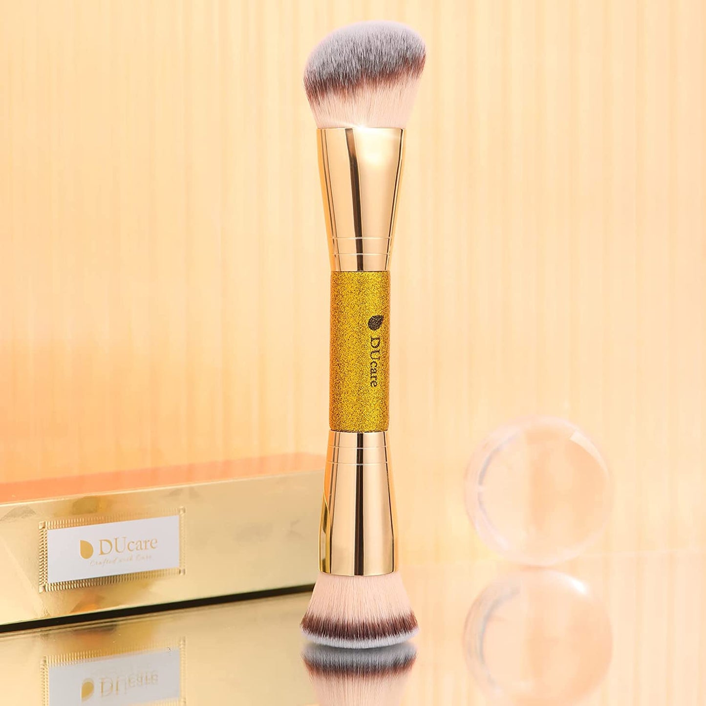 DUcare Dual End Foundation Contour Bronzer Brush, Gold Glitter Handle Double Ended Professional Face Makeup Tool for Liquid Cream Powder DUcareBuy Supplements Australia
