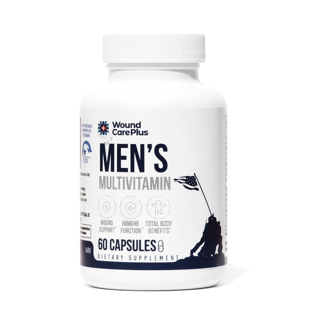 Wound Care Plus Men's Multivitamin – Comprehensive Vitamin & Mineral Blend with Vitamins A, B, C, D, E, Zinc – Supports Immune Health, Energy & Skin Wellness – 60 Capsules – Non-GMO, Gluten-Free WOUND CAREPLUSBuy Supplements Australia