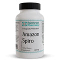 Supplement bottle labeled 'Amazon Spiro' by Rainforest Pharmacy on a white background