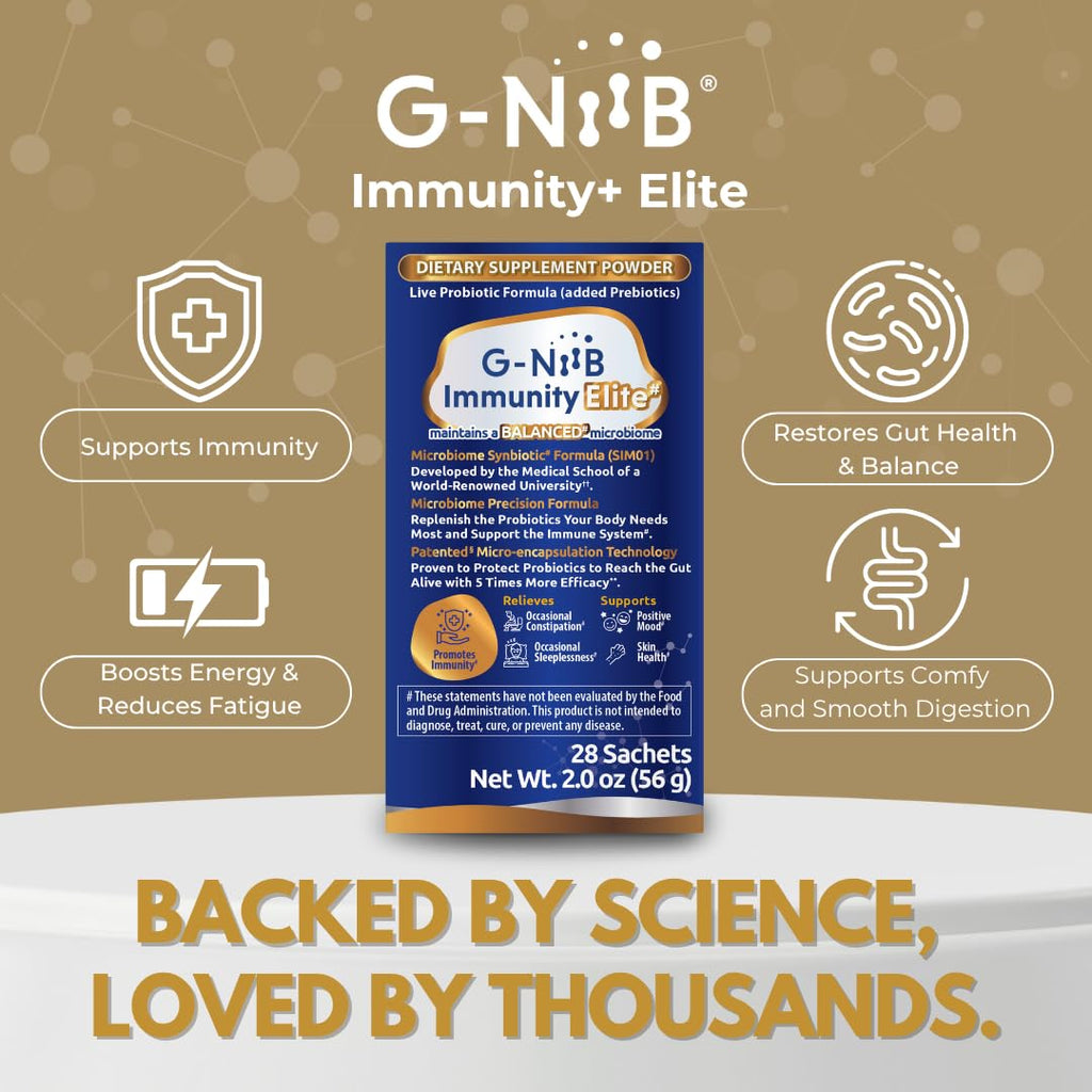 G-NiiB Immunity Elite (SIM01 Synbiotic Formula) - Potent Live probiotics and Added prebiotics to Support Immunity, Regularity, Sleep, Mood, and Skin - 5X More Effective in Reaching the Gut Alive G-NiiBBuy Supplements Australia