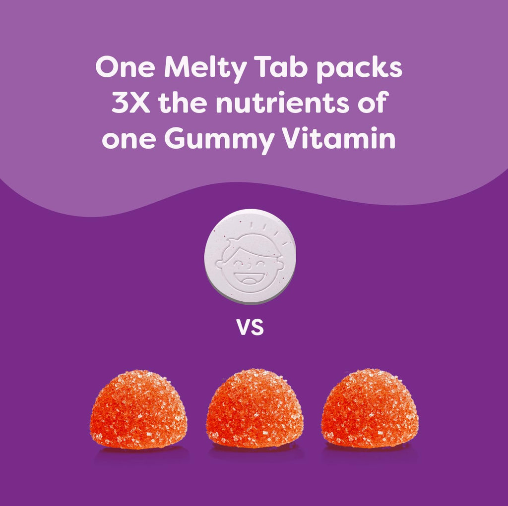 Renzo's Picky Eater Kids Multivitamin with Iron - Dissolvable Kids Vitamins with Iron, Zinc, Vitamin C, Vitamin D, E & K, Sugar-Free Melty Tabs, Cherry Flavor