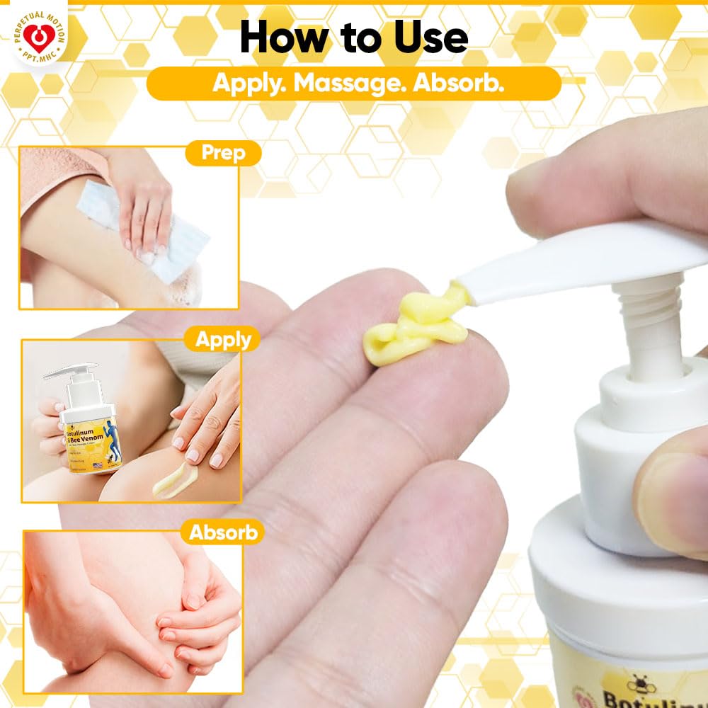 PPT.MHC Bee Venom Warming Cream with Pump - Massage Body Rub with Ginger, Peppermint & Black Pepper - Premium Bee Venom Lotion for Back, Legs & Feet - Everyday Non-Greasy 3.5oz Cream PPT.MHCBuy Supplements Australia