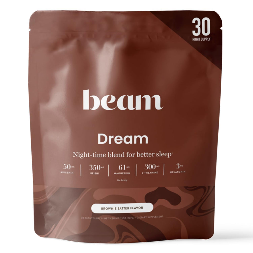 Beam Dream Sleep Powder – Sleep Aid for Adults with Melatonin, Magnesium, L-Theanine, Reishi Mushroom & Apigenin Sleep Supplement, Sleepy Cocoa Bedtime