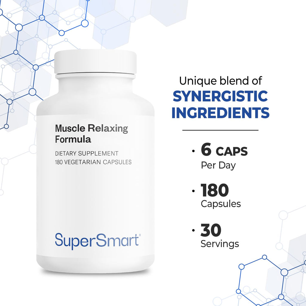 Supersmart - Muscle Relaxing Formula (Advanced Complex) - with Magnesium, Calcium, Vitamin E, Plants Extracts | Non-GMO & Gluten Free - 180 Vegetarian Capsules SupersmartBuy Supplements Australia