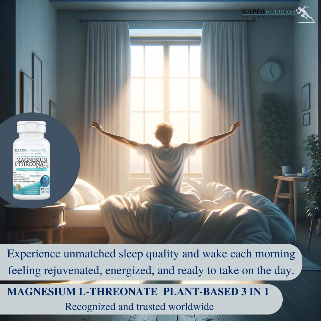 Kappa Nutrition Powered by Magbrain™ Magnesium L-Threonate Plant-Based, 150 Vegan Capsules, 420mg Elemental Magnesium (3 Capsules) from 2,253mg, Brain, Sleep & Muscle Support. KAPPA NUTRITIONBuy Supplements Australia