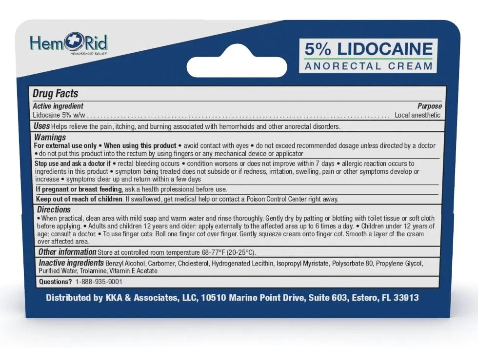 HemRid Maximum Strength Lidocaine Cream for Pain Management. Fast-Acting Hemorrhoid Solution with 5% Lidocaine. Instant Anal Itch and Numbing Effect HemRidBuy Supplements Australia