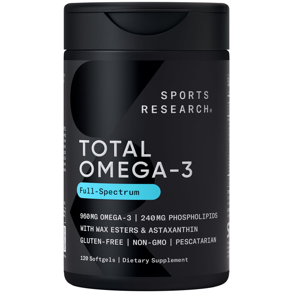 Sports Research® Total Omega-3 Fish Oil 2200mg - Made from Antarctic Krill w/Astaxanthin, Wild Sockeye Salmon & Alaska Pollock - 960mg of EPA & DHA - 120 Softgels Sports Research buy supplements Au