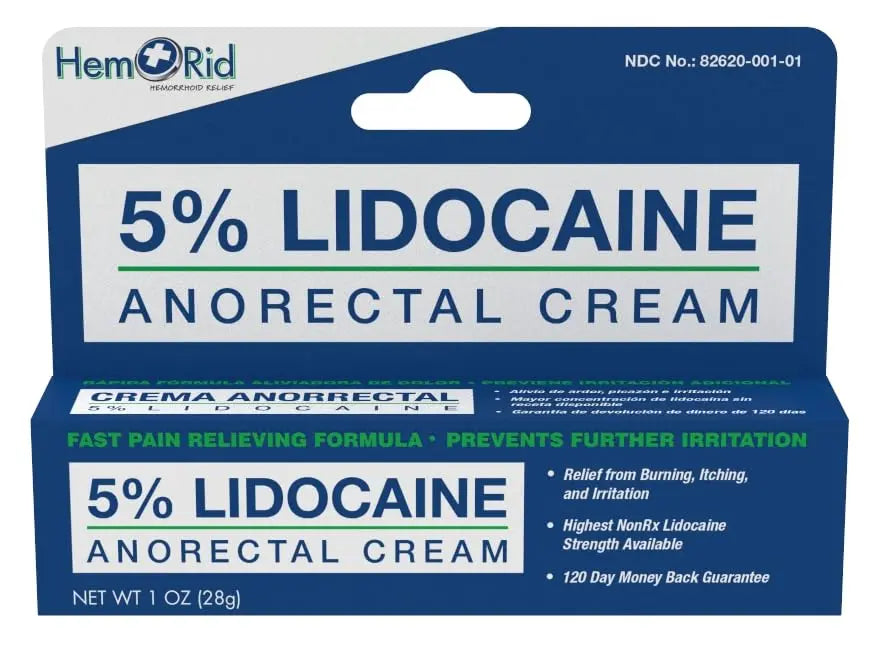 HemRid Maximum Strength Lidocaine Cream for Pain Management. Fast-Acting Hemorrhoid Solution with 5% Lidocaine. Instant Anal Itch and Numbing Effect HemRidBuy Supplements Australia