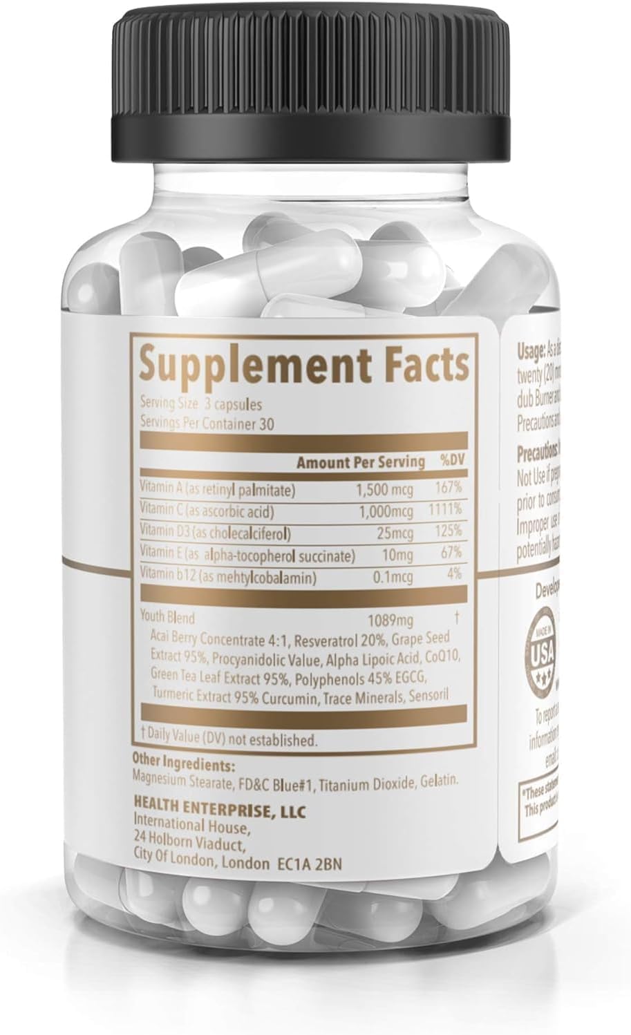 Dub Nutrition Youth - Formula with Acai, Resveratrol, Curcumin, Vitamins A, C, D, E, B12, and CoQ10 - Supports Immunity and Mobility - 90 Capsules Dub Nutrition buy supplements Au