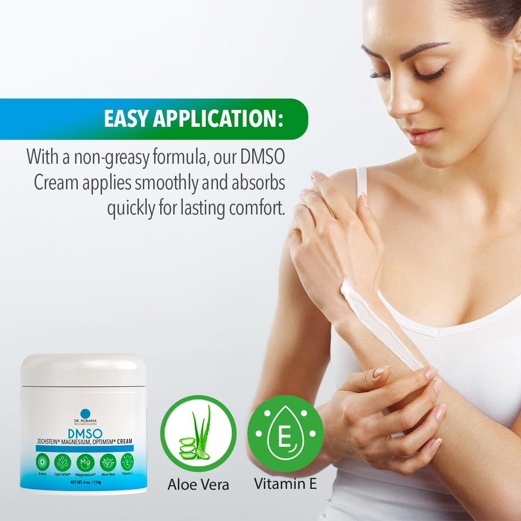 Dr. Robaina DMSO Cream – 99.9% Pure Dimethyl Sulfoxide | Formula with Zechstein Magnesium, Arnica, Aloe Vera & Vitamin E | Topical Cream for Body Wellness Dr. RobainaBuy Supplements Australia