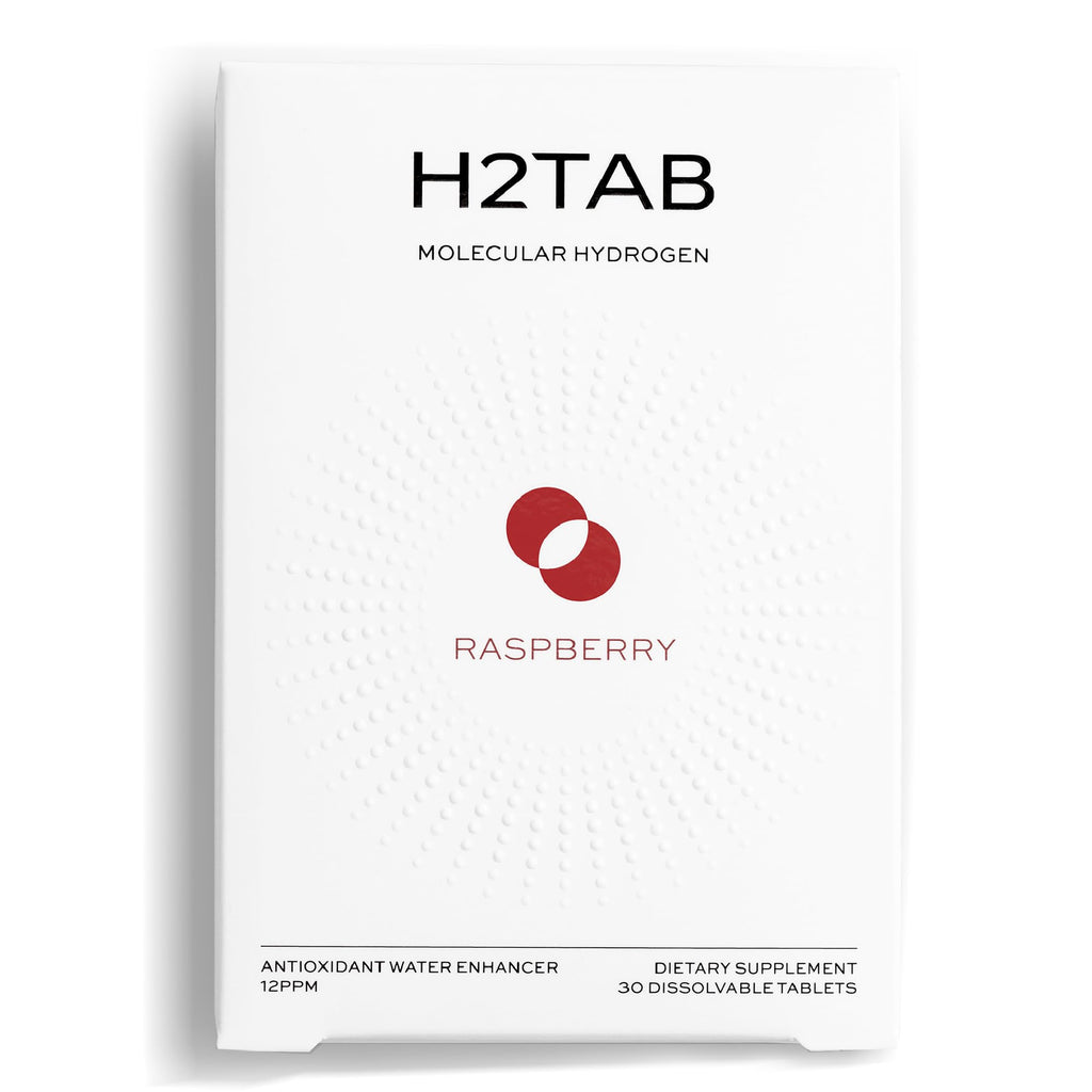 H2TAB dietary supplement package with raspberry flavor on a white background