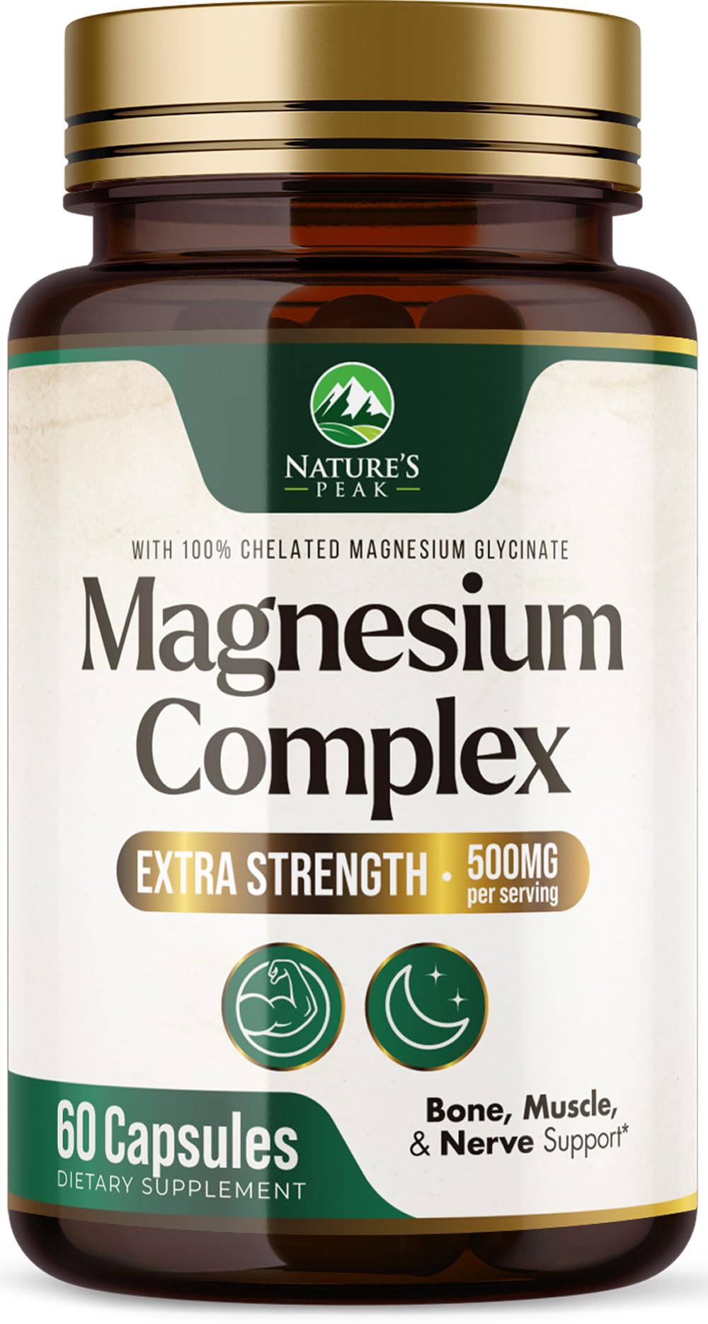 Nature's Peak Magnesium Complex supplement bottle on a white background