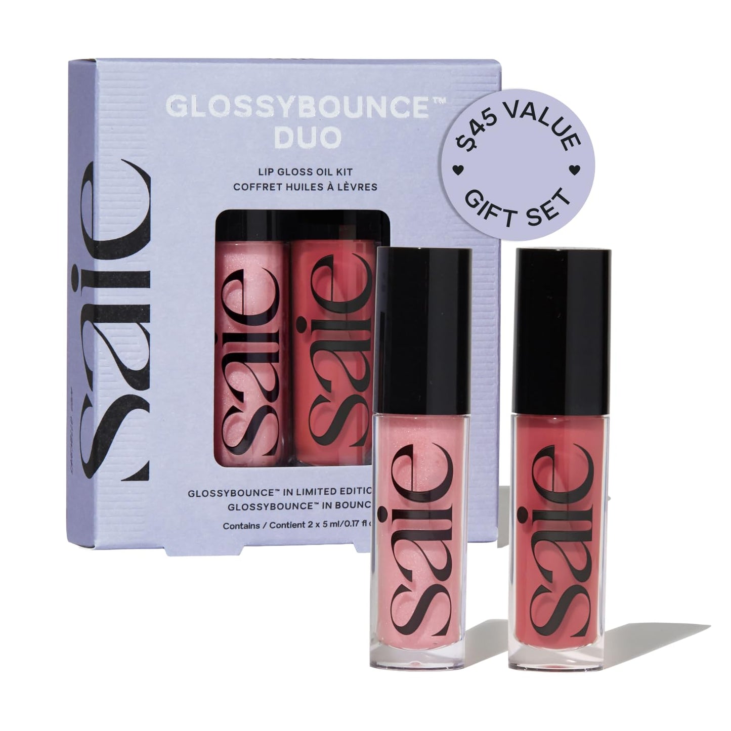 Saie Glossybounce High-Shine Hydrating Lip Gloss Oil - Sheer Tinted Lip Oil with Hyaluronic Acid + Jojoba Oil for Long-Lasting Moisture (.17 oz) (Disco + Bounce) SaieBuy Supplements Australia