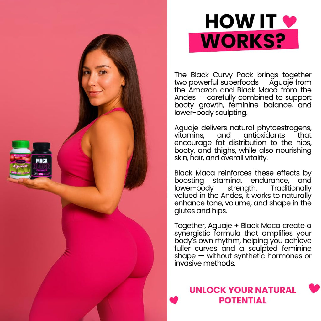 Maximum Booty Growth – Aguaje + Black Maca Pills for Women – Glute Volume Enhancer - Black Curvy Pack Curvy FruitBuy Supplements Australia