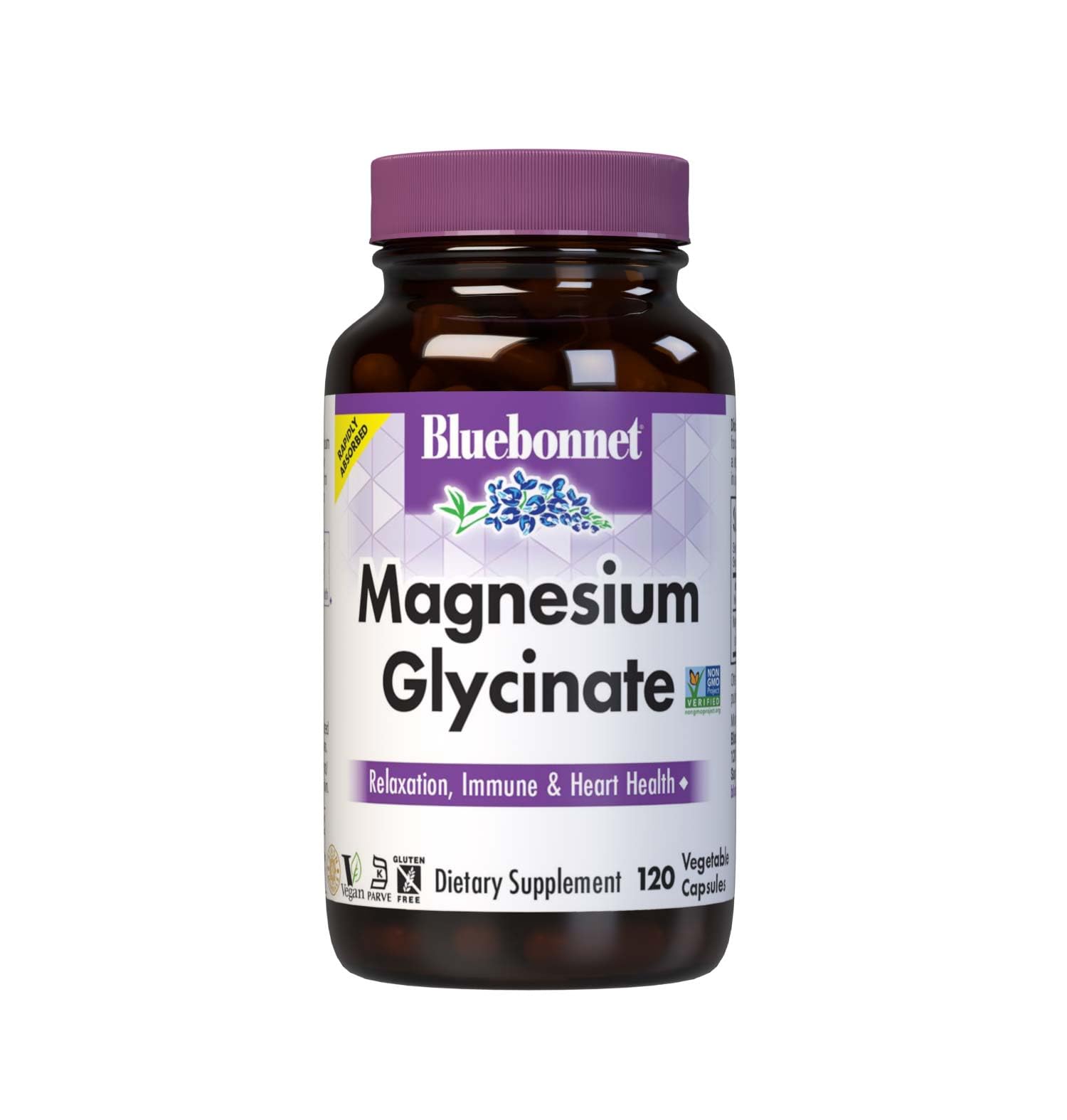 Bluebonnet Nutrition Magnesium Glycinate 400mg Maximum Absorption Mineral Complex Supports Energy Production & Enzyme Function - Non-GMO
