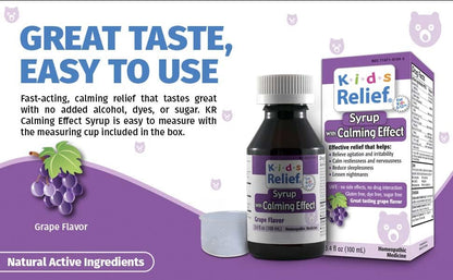 Kids Relief Syrup with Calming Effect, for Kids 0-12 Yrs, Grape Flavor, Gluten and Dye Free, No Added Sugar, 3.4 oz Kids ReliefBuy Supplements Australia