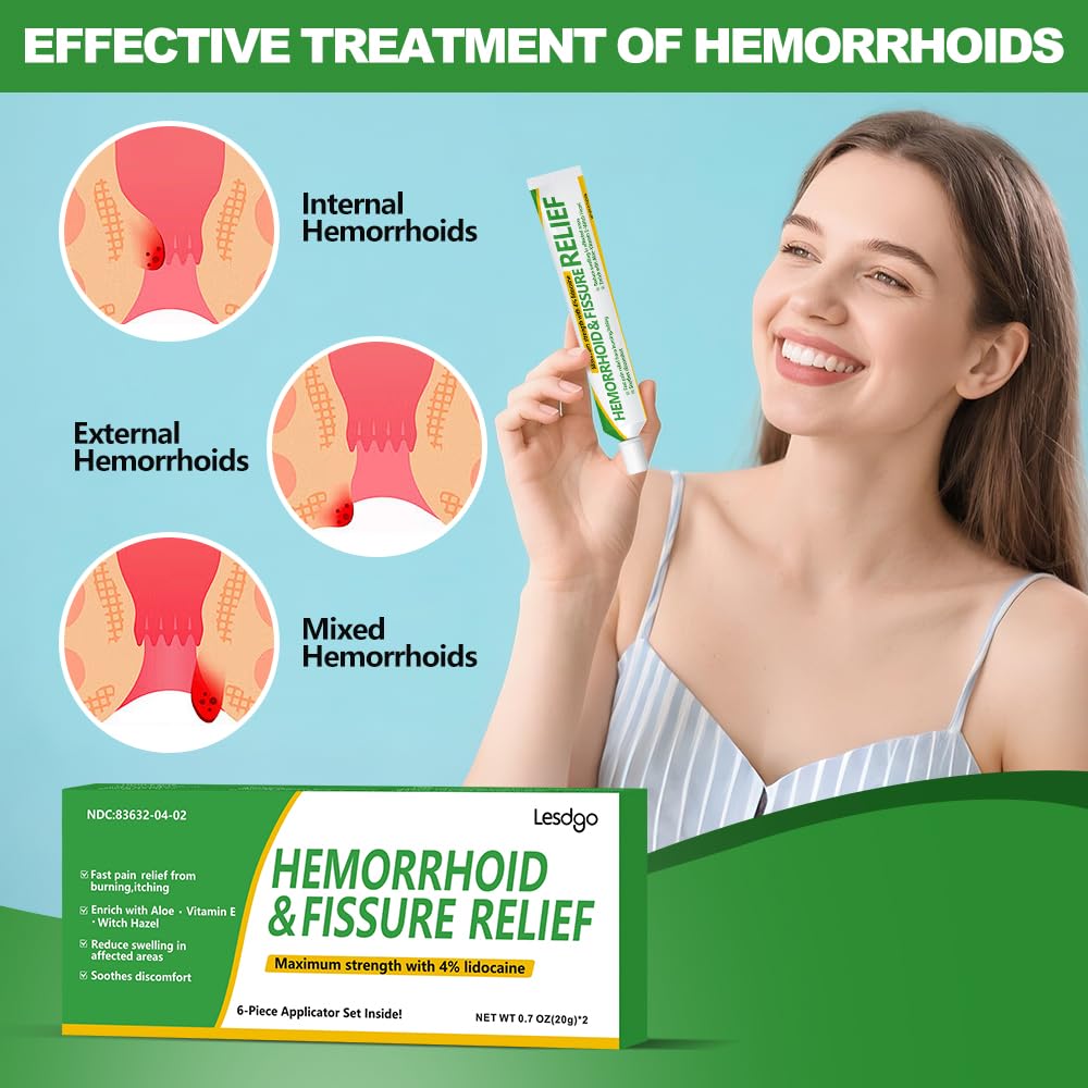 Lesdgo Hemorrhoidal Ointment(2 Pack),Hemorrhoid and Fissure Cream Witch Hazel Maximum Strength Pain Relief,for Itching and Swelling LesdgoBuy Supplements Australia