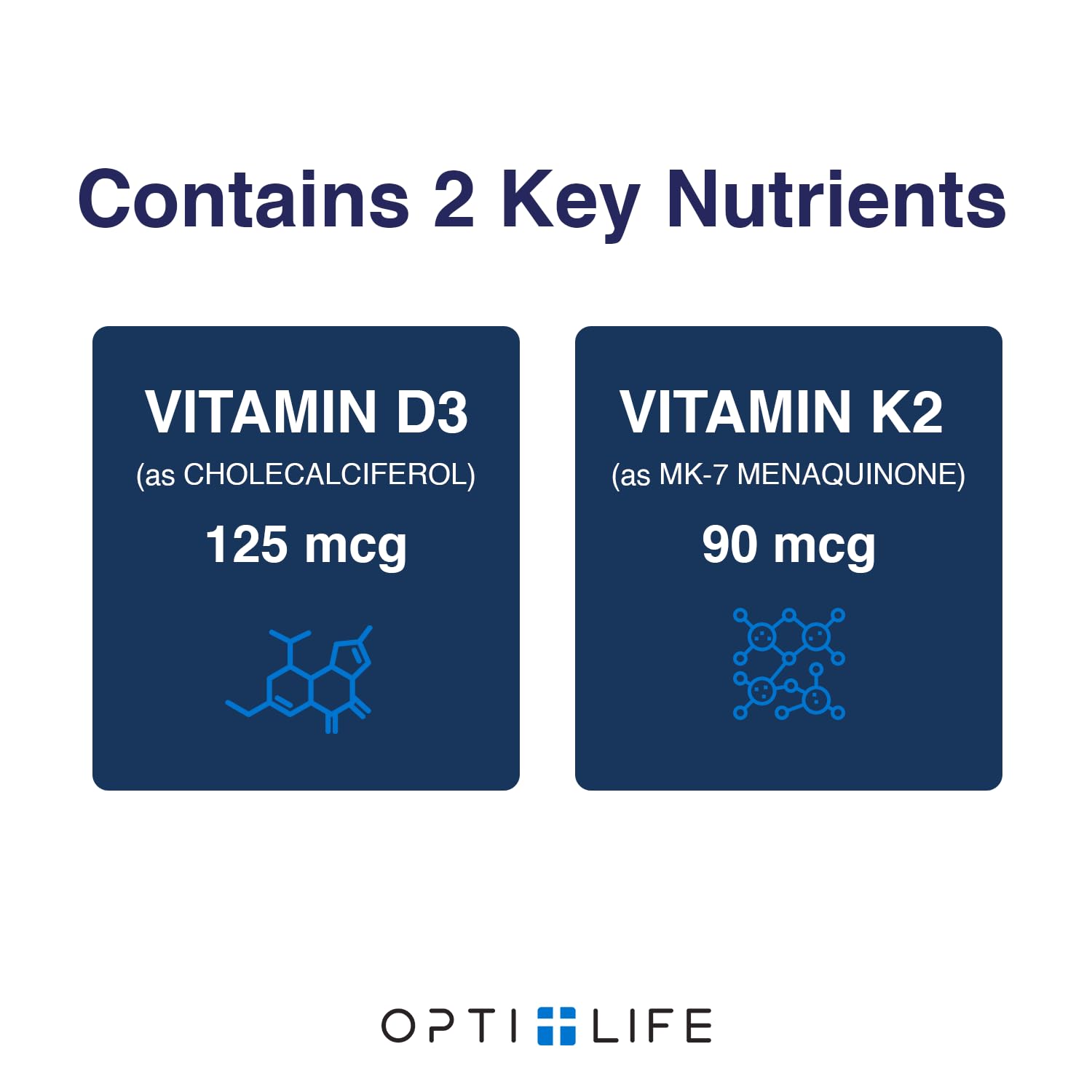 Opti + D3/K2 Supplement | Bone Health, Cardiovascular Wellness and Immune Support* Supplement | Vitamin D3 K2 Daily Support | 120 Capsules/120 Servings Opti + Life buy supplements Au