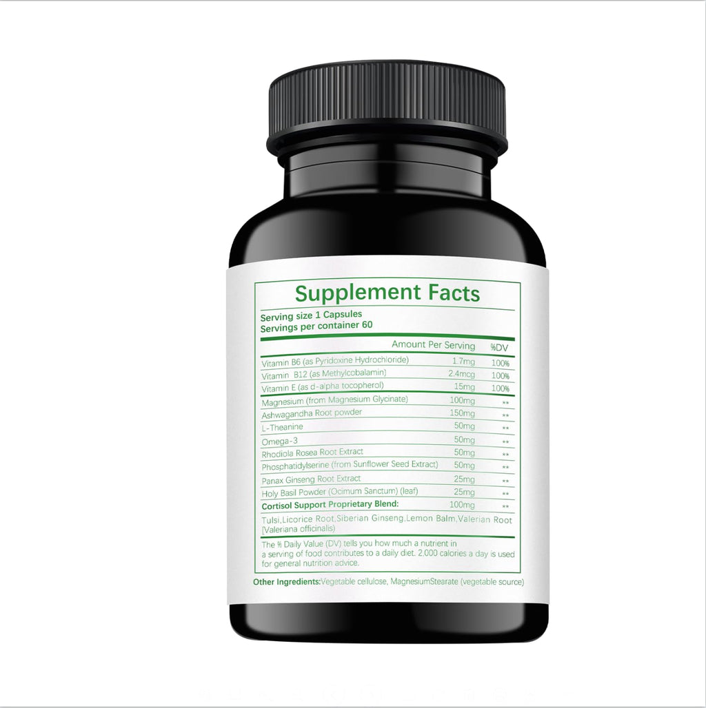 HABIZIYA Cortisol Support Supplement with Magnesium Glycinate, L-Theanine, Ashwagandha, Phosphatidylserine,Rhodiola Rosea 15-in-1 Hormone Balance for Women Men Mood, Focus, Sleep Support 60 Capsules HABIZIYABuy Supplements Australia