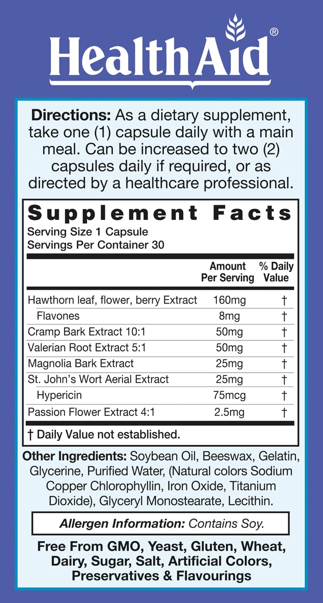 RelaxEase, Herbal Blend to Support Harmony and Tranquility, Once Daily, 30 ct, Helps Promote Health and Relaxation HealthAidBuy Supplements Australia