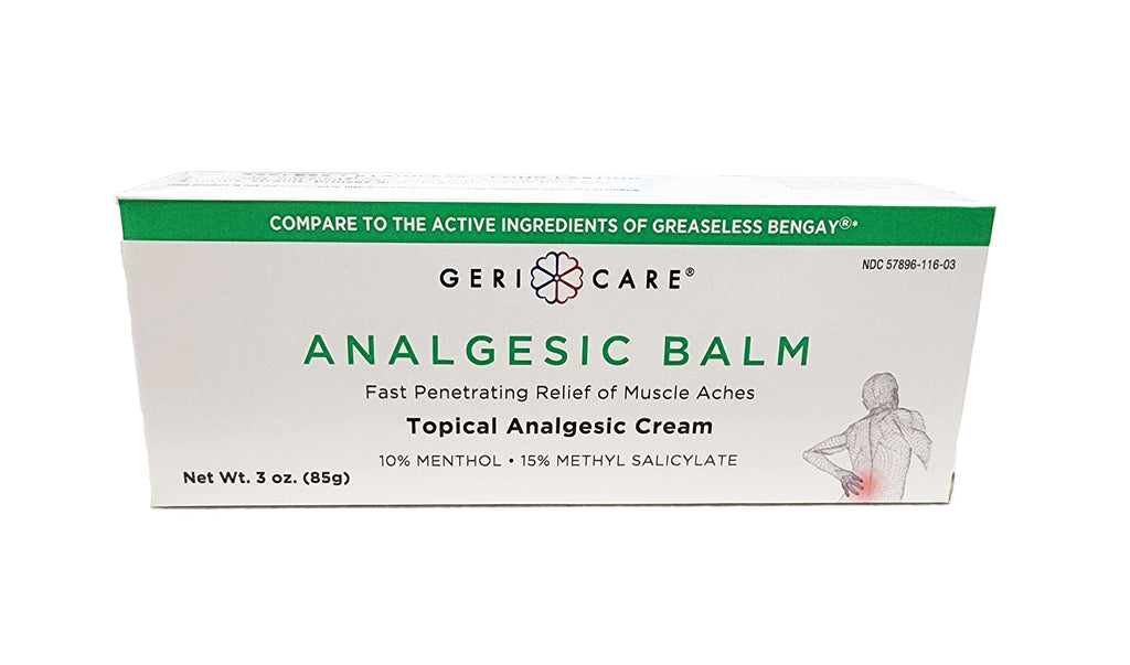 GeriCare Topical Analgesic Cream, Menthol 10%, Methyl Salicylate 15%, Fast Absorption, Pain Relief of Minor Muscle Aches, Body Stiffness, Joint Pain & Soreness, 3 Ounce (Pack of 1) GeriCareBuy Supplements Australia