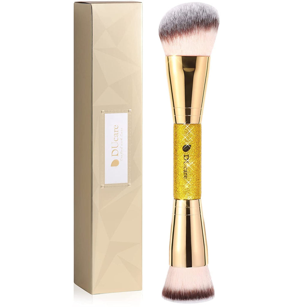 DUcare Dual End Foundation Contour Bronzer Brush, Gold Glitter Handle Double Ended Professional Face Makeup Tool for Liquid Cream Powder DUcareBuy Supplements Australia