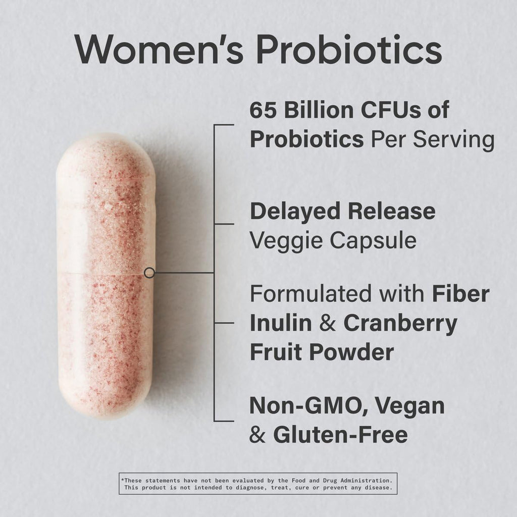 Sports Research Women's Probiotics with Prebiotics, 65 Billion CFU - Vegan Capsules for Gut Health & Digestive Support, Probiotics for Women with Cranberry - Non-GMO Verified & Gluten Free - 30 Count Sports Research buy supplements Au