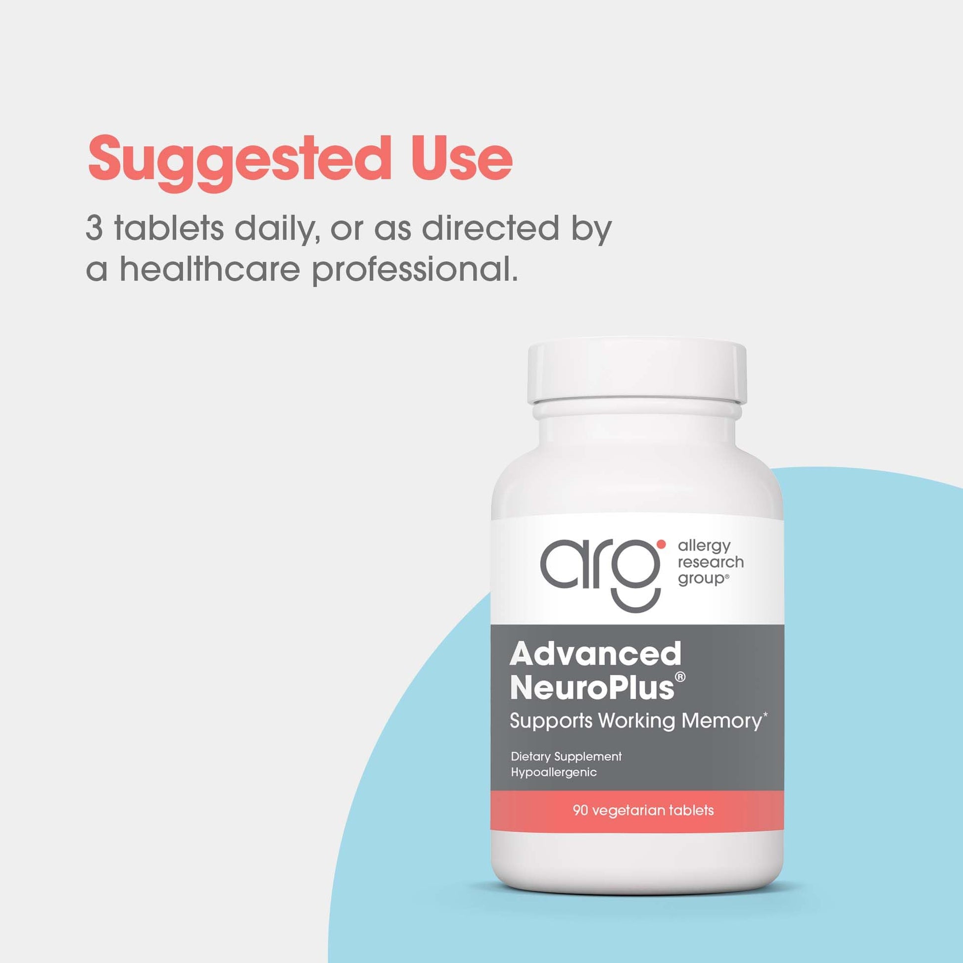 Allergy Research Group Advanced NeuroPlus - Nootropic Formula with Spearmint Extract, Lions Mane & Citicoline - Supports Working Memory Focus & Cognitive Function - 30 Servings - 90 Tablets Allergy Research Group buy supplements Au