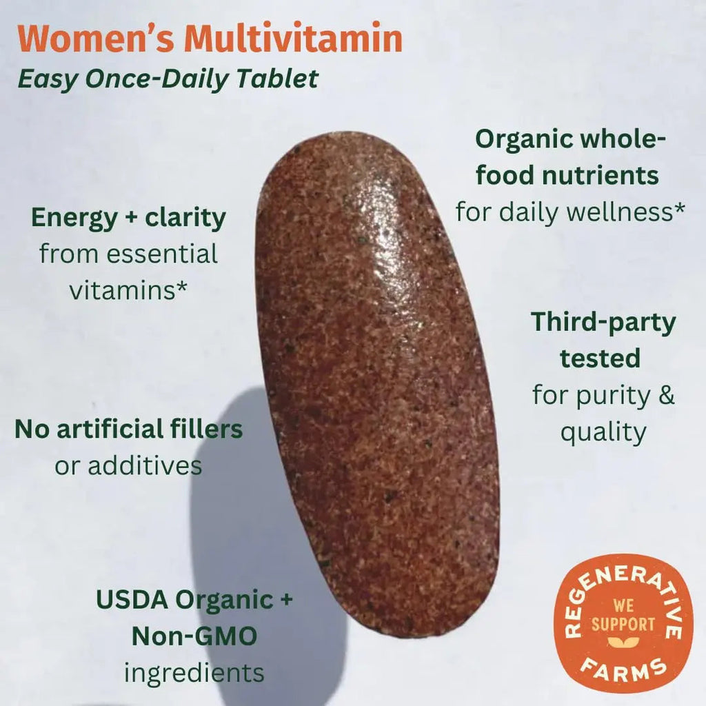 EarthFirst Organic Women’s Multi Once Daily, Women's Multivitamin, Iron, Vitamin B12 & More, 19 Vitamins from Herbs & Superfoods, 30 Count EarthFirst Organic