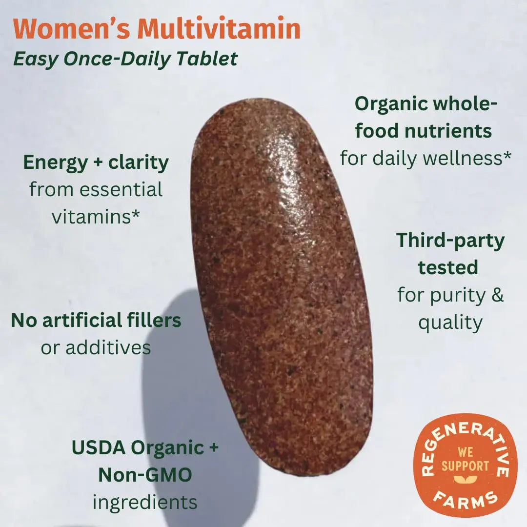 EarthFirst Organic Women’s Multi Once Daily, Women's Multivitamin, Iron, Vitamin B12 & More, 19 Vitamins from Herbs & Superfoods, 30 Count EarthFirst Organic