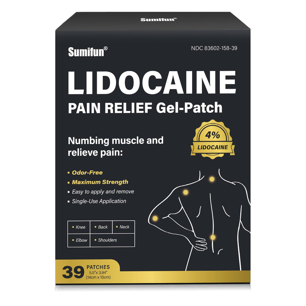 Sumifun 4% Lidocaine Patches,Maximum Strength Pain Relieving Patch Back, Shoulder, Joints, Knee Pain Relief and Muscle Soreness - 8 Hour Pain Relief (39 Count(Pack of 1)) SumifunBuy Supplements Australia