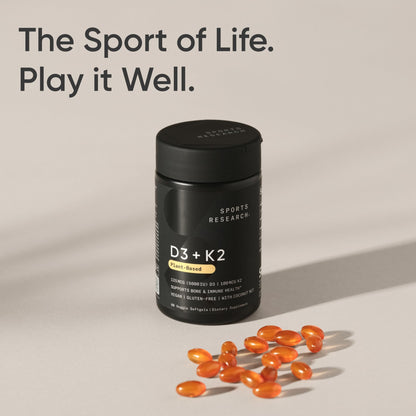 Sports Research® Vitamin D3 + K2 w/ Coconut Oil - Vegan Vitamin D 5000iu & Mk7 Vitamin K 100mcg for Bone & Immune Support - Vegan Certified · Non-GMO · Soy Free - 60 Softgels Sports Research buy supplements Au