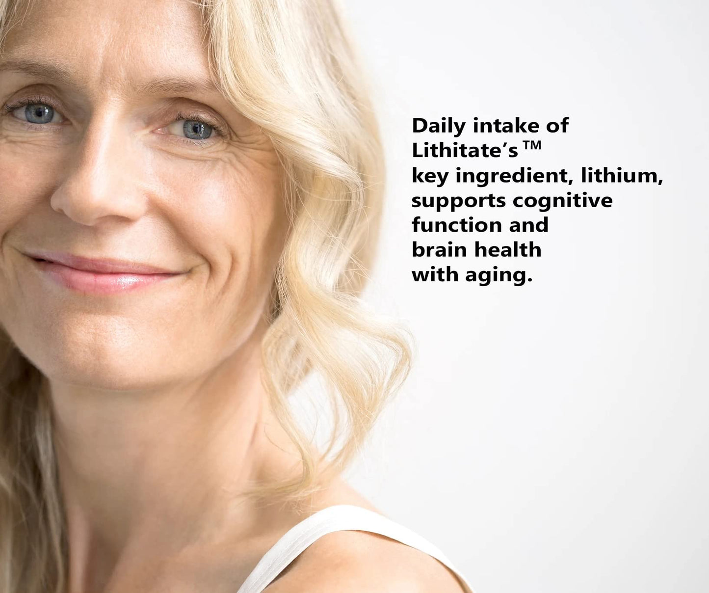 lithitate Lithium Aspartate 10mg | Supports Cognitive Function & Brain Health with Aging | NSF Certified | Promotes Mental Clarity, Healthy Mood & Longevity