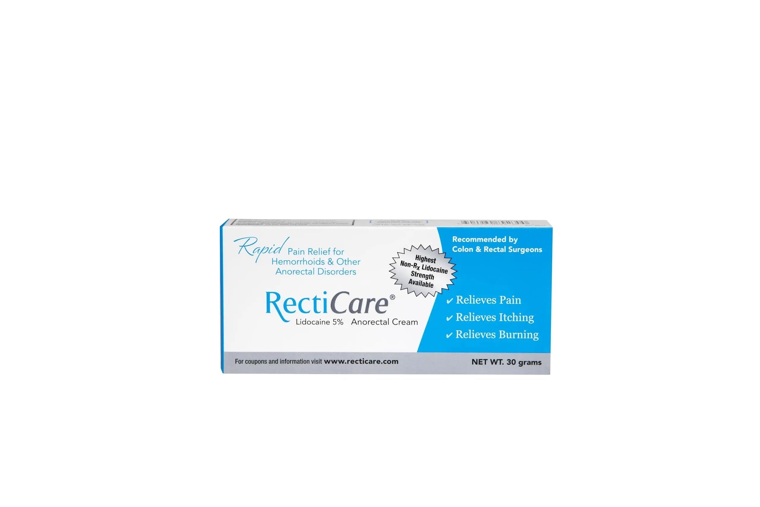 Recticare Anorectal Lidocaine 5% Cream: Topical Numbing Cream for Treatment of Hemorrhoids & Other Anorectal Disorders - 30g Tube RecticareBuy Supplements Australia