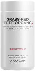 Codeage Grass Fed Beef Organs Supplement – Glandulars Supplements - Freeze Dried, Non-Defatted, Desiccated Liver, Heart, Kidney, Pancreas & Spleen Bovine Pills – Beef Vitamins - Non-GMO -180 Capsules CodeageBuy Supplements Australia