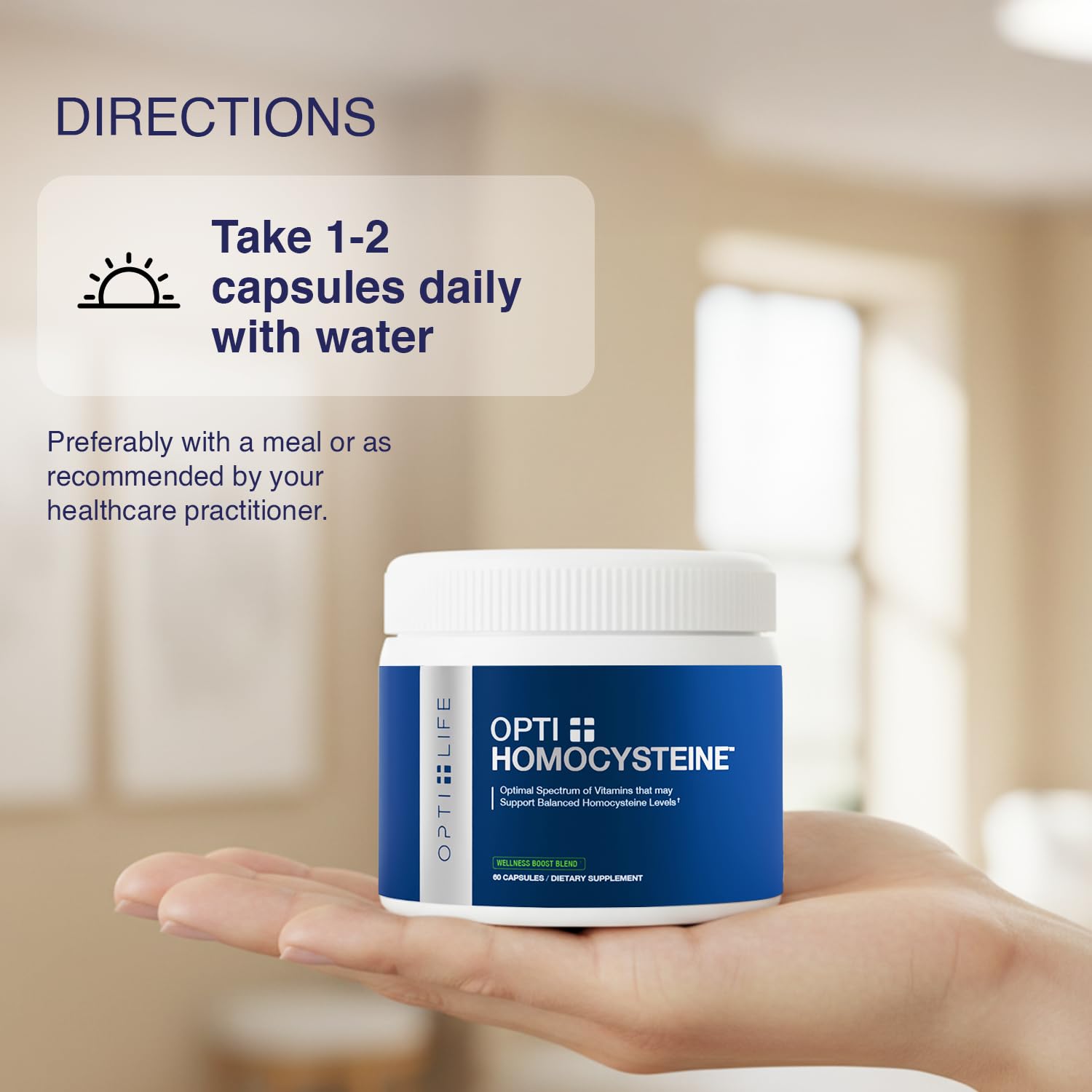 Opti + Homocysteine Capsules | Daily Brain and Heart Health Supplements* | Brain Supplement with Methylcobalamin & Methylfolate | 60 capsules/30 Servings Opti + Life buy supplements Au