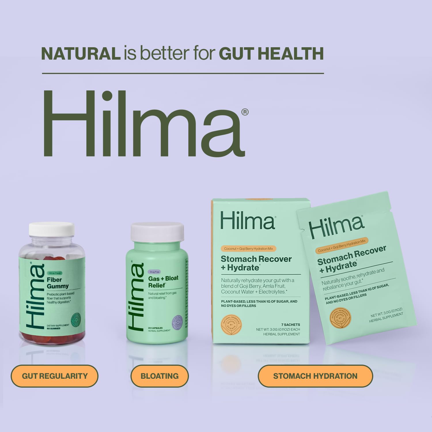 Hilma Prebiotic Fiber Gummies, Daily Fiber Supplement, Gummies for Adults, Supports Gut Health for Women and Promotes Regularity,